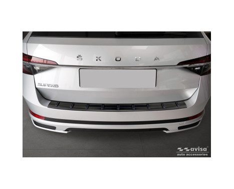 Black Stainless Steel Rear Bumper Protector for Skoda Superb III Combi 2015-2023 incl. Scout, Image 2