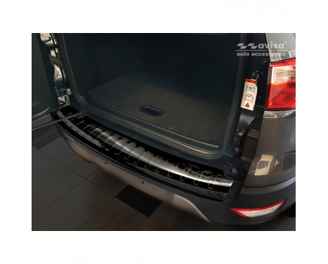 Black Stainless Steel Rear Bumper Protector Ford Ecosport II Facelift 2017- 'Ribs'