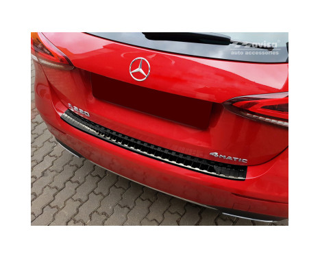 Black stainless steel rear bumper protector Mercedes A-Class W177 2018 - 'Ribs', Image 2