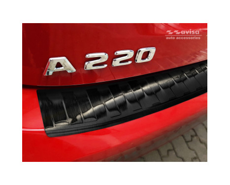 Black stainless steel rear bumper protector Mercedes A-Class W177 2018 - 'Ribs', Image 5