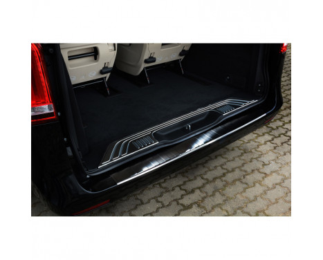 Black stainless steel rear bumper protector Mercedes Vito / V-Class 2014- 'Ribs'