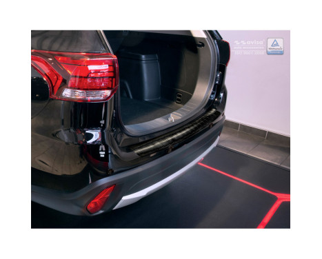 Black Stainless Steel Rear Bumper Protector Mitsubishi Outlander III Facelift 2015- 'RIbs', Image 2