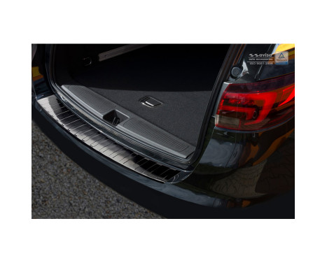 Black stainless steel rear bumper protector Opel Astra K Sportstourer 2016- 'Ribs', Image 2