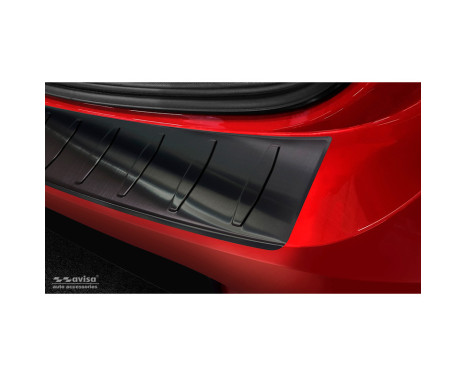 Black stainless steel rear bumper protector Opel Corsa F HB 5-door GS-Line 2019- 'Ribs', Image 3
