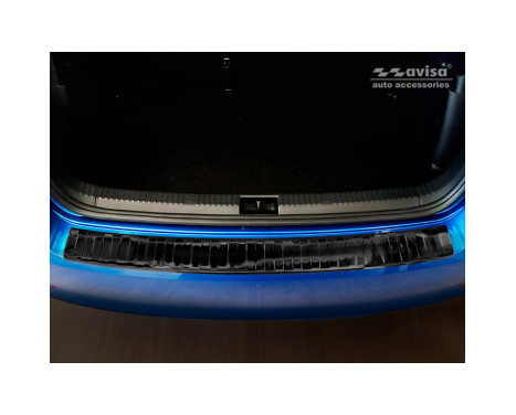 Black Stainless Steel Rear Bumper Protector Skoda Fabia III HB 5-door Facelift 2018- 'Ribs', Image 3