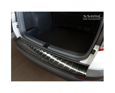 Black stainless steel rear bumper protector Skoda Karoq 2017- 'Ribs'