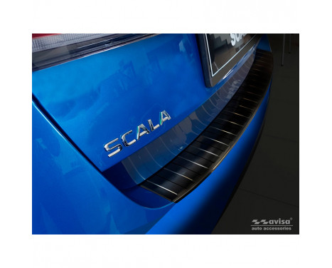Black stainless steel rear bumper protector Skoda Scala 2019- 'Ribs'