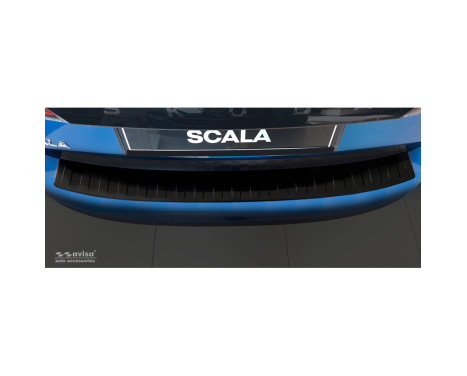 Black stainless steel rear bumper protector Skoda Scala 2019- 'Ribs', Image 3