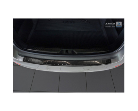 Black stainless steel rear bumper protector Skoda Superb Kombi 2013-2015 'Ribs', Image 2