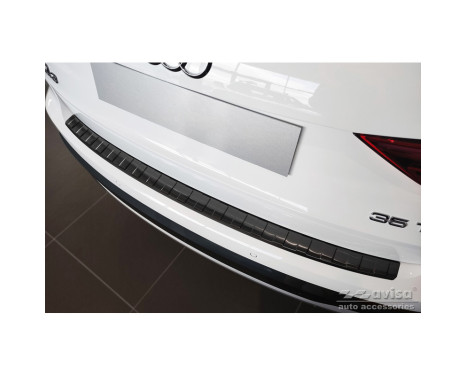 Black Stainless Steel Rear Bumper Protector suitable for Audi Q3 II 2019- 'Ribs'