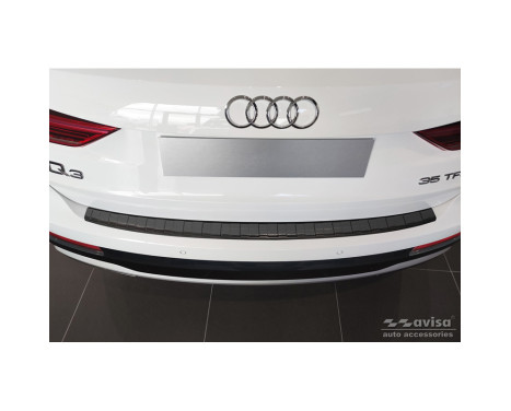 Black Stainless Steel Rear Bumper Protector suitable for Audi Q3 II 2019- 'Ribs', Image 2
