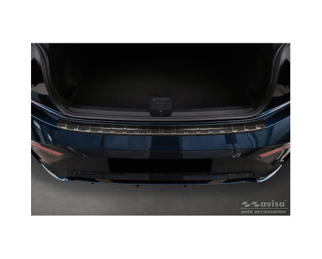 Black stainless steel rear bumper protector suitable for Cupra Born 2021- 'Ribs', Image 2