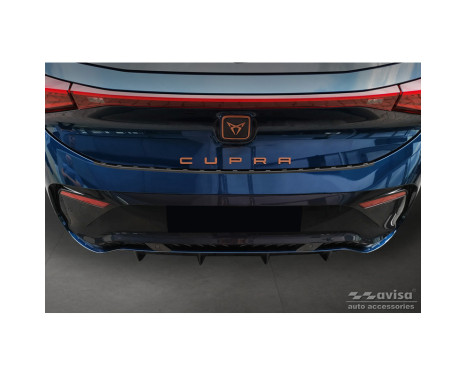 Black stainless steel rear bumper protector suitable for Cupra Born 2021- 'Ribs', Image 4
