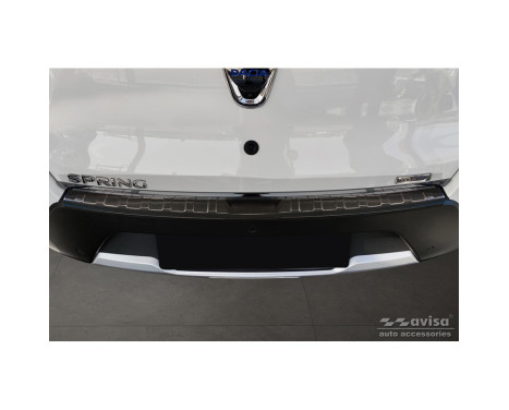 Black Stainless Steel Rear Bumper Protector suitable for Dacia Spring 2020- 'Ribs', Image 2