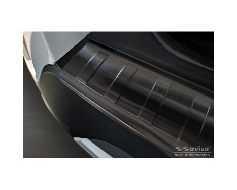 Black Stainless Steel Rear Bumper Protector suitable for Dacia Spring 2020- 'Ribs', Image 3