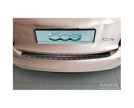 Black stainless steel rear bumper protector suitable for Fiat 500e Berlina 3-door 2020- 'Ribs'