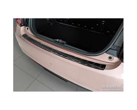 Black stainless steel rear bumper protector suitable for Fiat 500e Berlina 3-door 2020- 'Ribs', Image 2