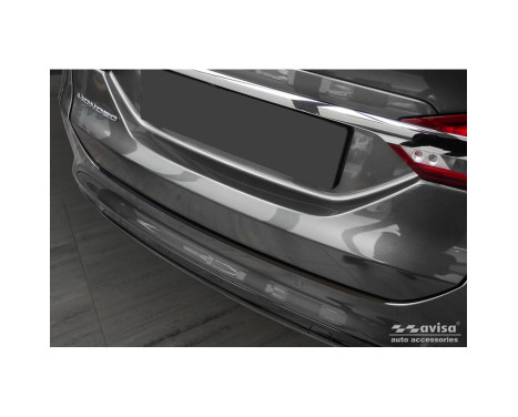Black Stainless Steel Rear Bumper Protector suitable for Ford Mondeo V Hatchback/Sedan 2014-2019 & FL 2019- 'Rib