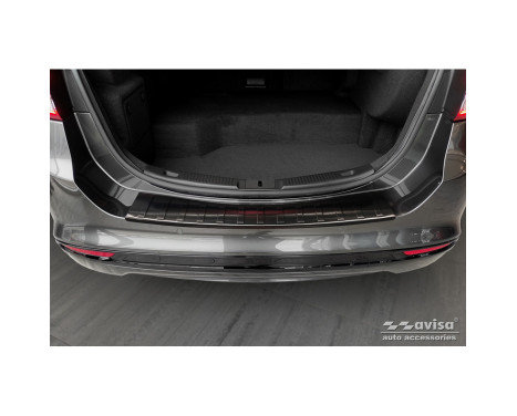 Black Stainless Steel Rear Bumper Protector suitable for Ford Mondeo V Hatchback/Sedan 2014-2019 & FL 2019- 'Rib, Image 2
