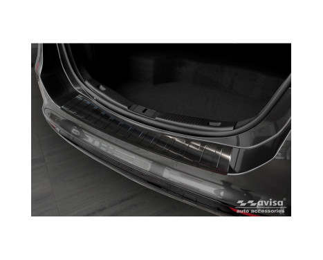 Black Stainless Steel Rear Bumper Protector suitable for Ford Mondeo V Hatchback/Sedan 2014-2019 & FL 2019- 'Rib, Image 3