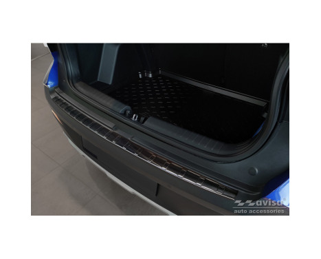 Black Stainless Steel Rear Bumper Protector suitable for Hyundai Bayon 2021- 'Ribs'