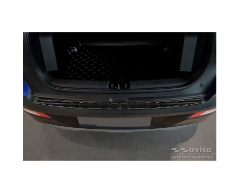 Black Stainless Steel Rear Bumper Protector suitable for Hyundai Bayon 2021- 'Ribs', Image 2