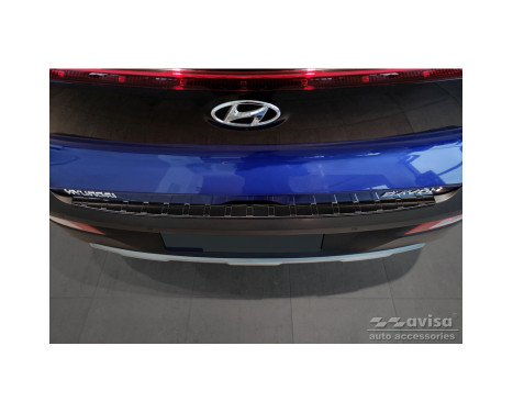 Black Stainless Steel Rear Bumper Protector suitable for Hyundai Bayon 2021- 'Ribs', Image 3