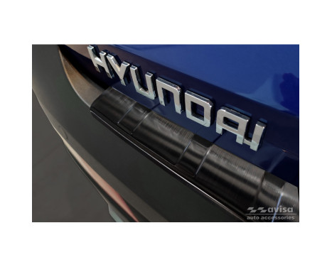 Black Stainless Steel Rear Bumper Protector suitable for Hyundai Bayon 2021- 'Ribs', Image 4