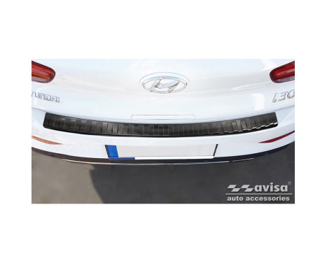 Black Stainless Steel Rear Bumper Protector suitable for Hyundai I30 5-door FL 2020- 'Ribs', Image 3