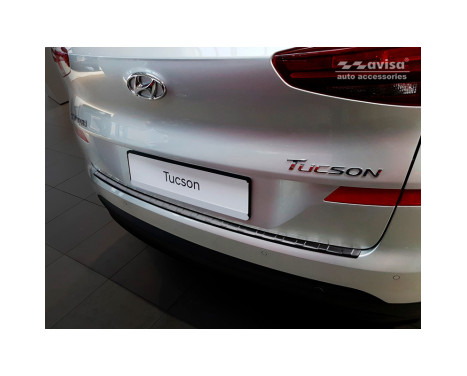 Black stainless steel rear bumper protector suitable for Hyundai Tucson FL 2018-'Ribs', Image 4