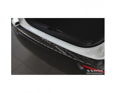 Black Stainless Steel Rear Bumper Protector suitable for Jaguar F-Pace 2016- 'Ribs'
