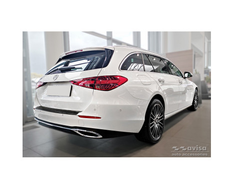 Black Stainless Steel Rear Bumper Protector suitable for Mercedes C-Class W206 Kombi 2021- 'Ribs', Image 4