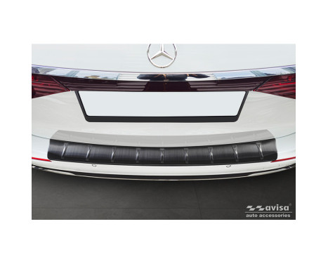 Black stainless steel rear bumper protector suitable for Mercedes E-Class (S214) Estate 2023- 'Ribs'
