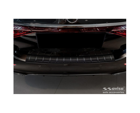 Black Stainless Steel Rear Bumper Protector suitable for Mercedes E-Class W214 Sedan 2023 - 'Ribs', Image 2