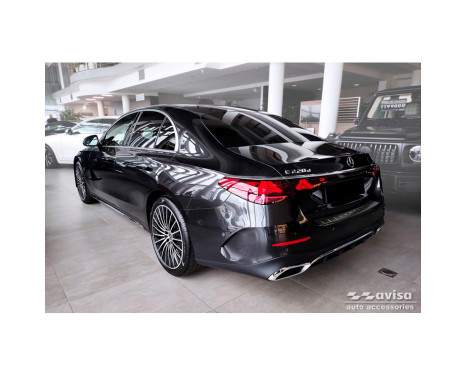 Black Stainless Steel Rear Bumper Protector suitable for Mercedes E-Class W214 Sedan 2023 - 'Ribs', Image 6