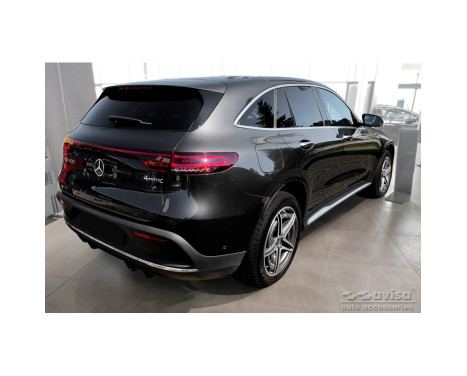 Black stainless steel rear bumper protector suitable for Mercedes EQC (N293) 2019- 'Ribs', Image 5