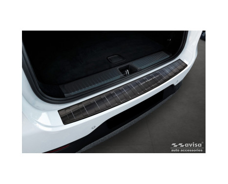 Black Stainless Steel Rear Bumper Protector suitable for Mercedes EQE SUV (X294) 2022 - 'Ribs'