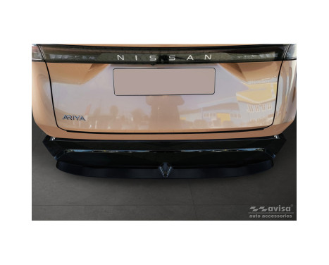 Black stainless steel rear bumper protector suitable for Nissan Ariya 2022- 'Ribs', Image 3