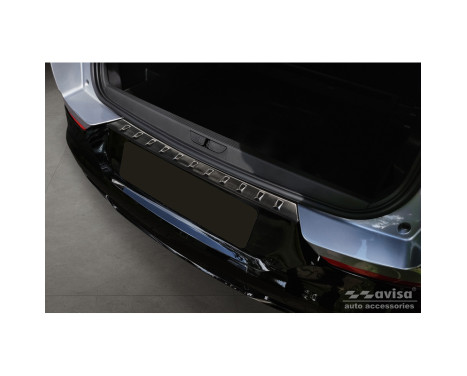 Black Stainless Steel Rear Bumper Protector suitable for Opel Grandland X Facelift 2021- 'Ribs'