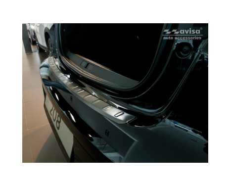 Black stainless steel Rear bumper protector suitable for Peugeot 208 II HB 5-door 2019- 'Ribs', Image 3