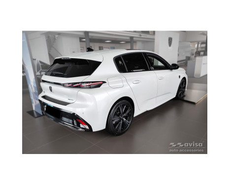 Black stainless steel rear bumper protector suitable for Peugeot 308 III HB 2021- 'Ribs', Image 5