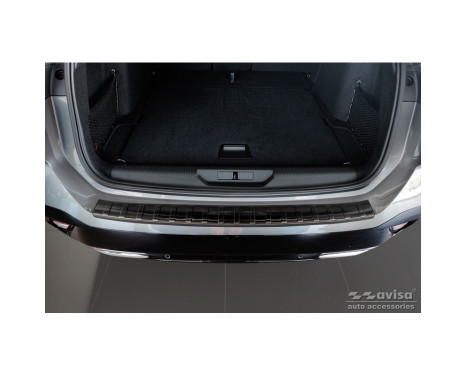 Black stainless steel rear bumper protector suitable for Peugeot 308 III SW 2021- 'Ribs', Image 3