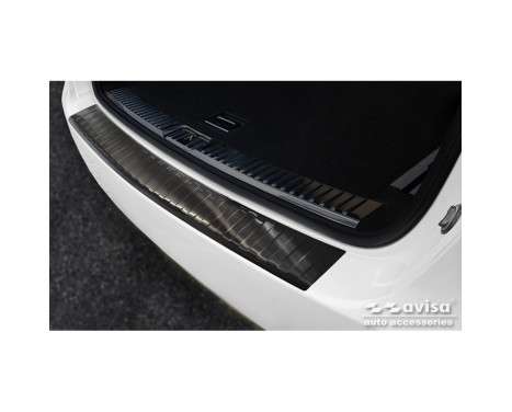 Black Stainless Steel Rear Bumper Protector suitable for Porsche Cayenne II 2010-2014 'Ribs', Image 2