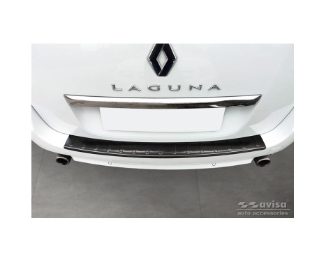 Black Stainless Steel Rear Bumper Protector suitable for Renault Laguna III Grandtour 2007-2015 'Ribs'