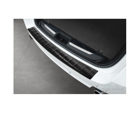 Black Stainless Steel Rear Bumper Protector suitable for Renault Laguna III Grandtour 2007-2015 'Ribs', Image 2