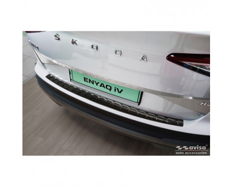 Black Stainless Steel Rear Bumper Protector suitable for Skoda Enyaq iV 2020- 'Ribs'