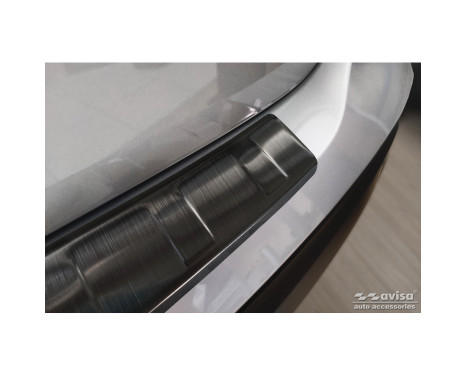 Black Stainless Steel Rear Bumper Protector suitable for Skoda Enyaq iV 2020- 'Ribs', Image 3