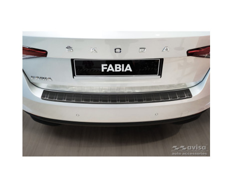 Black Stainless Steel Rear Bumper Protector suitable for Skoda Fabia IV Hatchback 2021- 'Ribs', Image 2