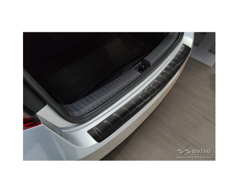 Black Stainless Steel Rear Bumper Protector suitable for Skoda Fabia IV Hatchback 2021- 'Ribs', Image 3