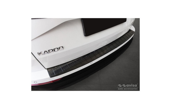 Black Stainless Steel Rear Bumper Protector suitable for Skoda Karoq Facelift 2022- 'Ribs'